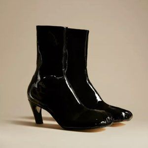 Brand New Khaite The Normandy Boot In Black Patent Leather Size 40